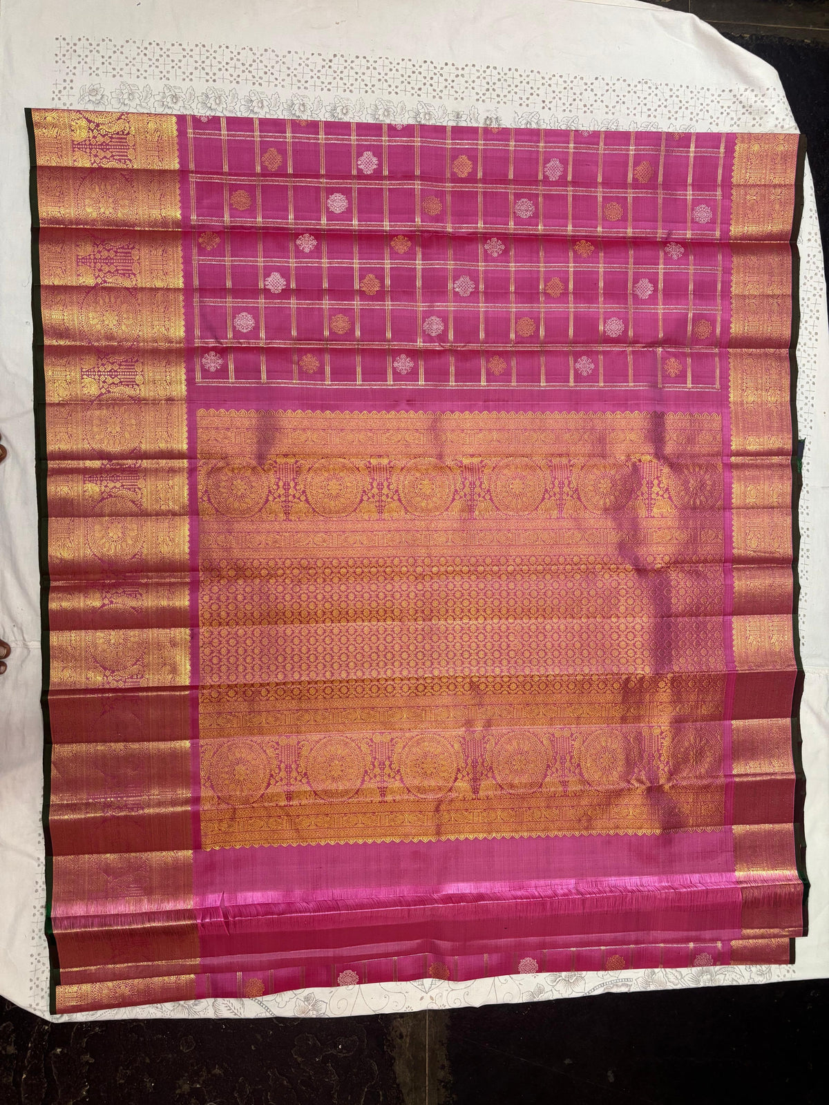 Pure Kanchipuram Handwoven 1 Gm Gold Zari Bridal Saree (Copy)
