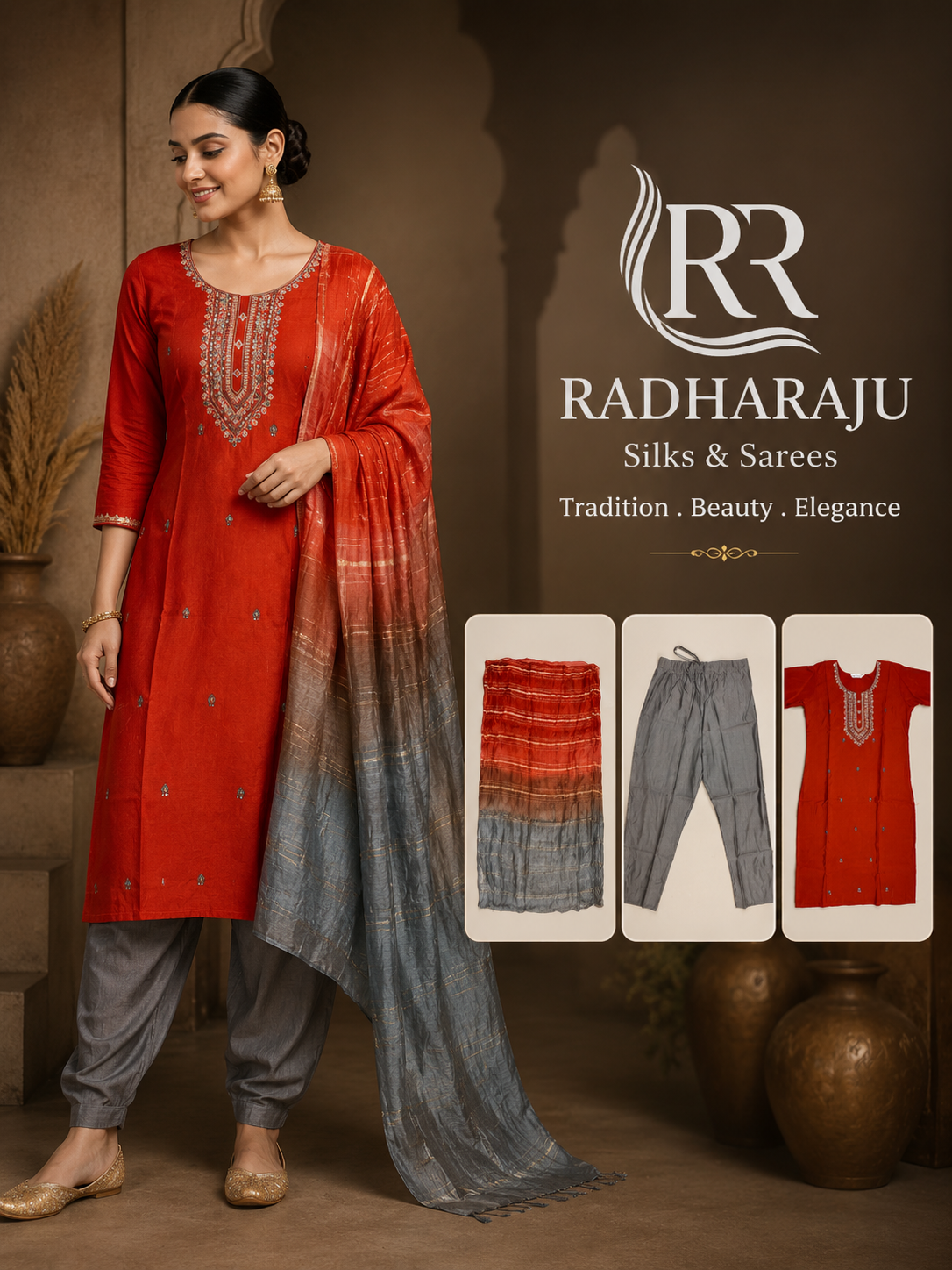 Cotton 3 piece Kurti set