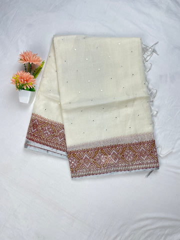 Kota Cotton Mirror work saree