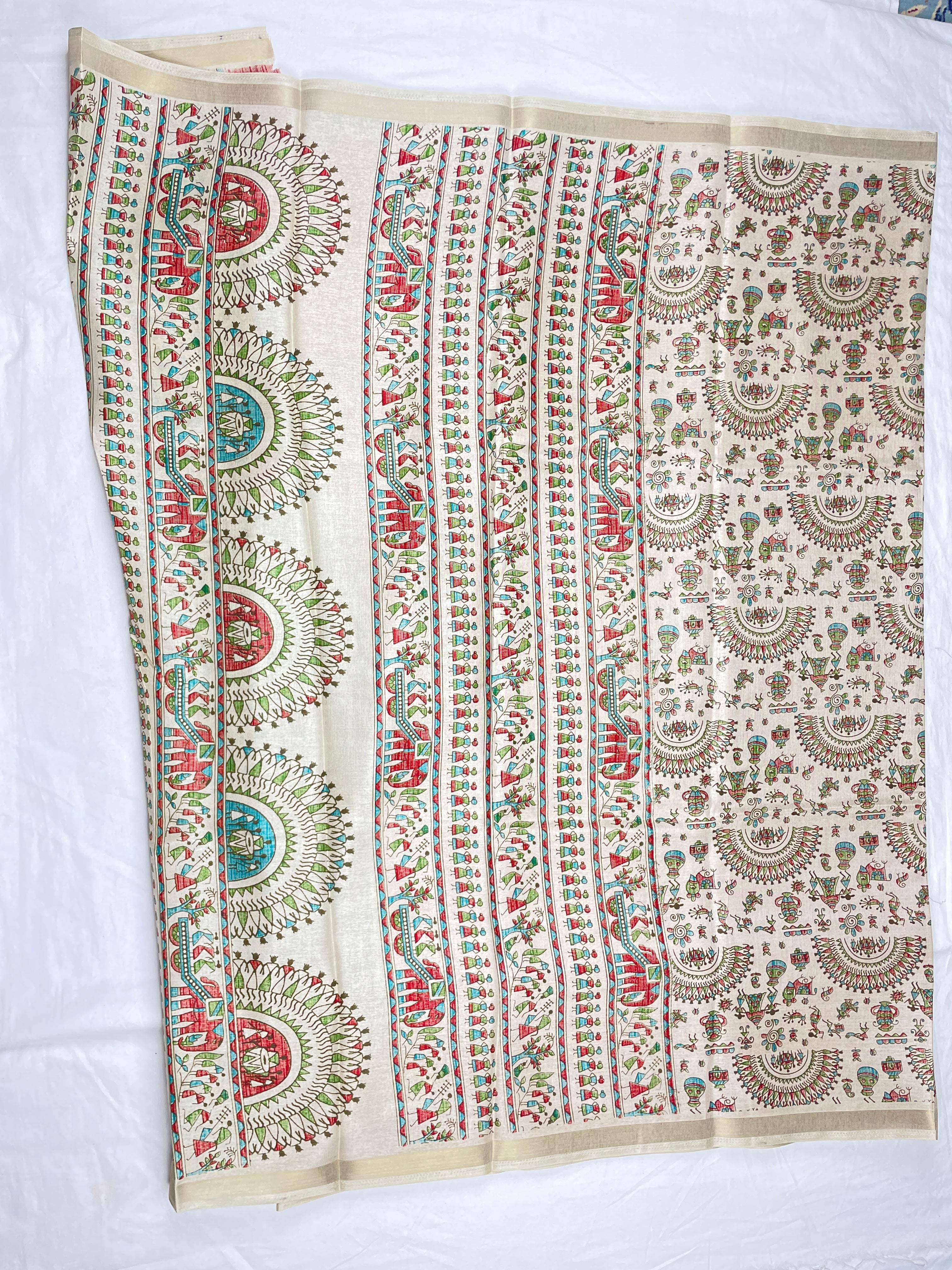 Kashmiri crape with kalamkari print