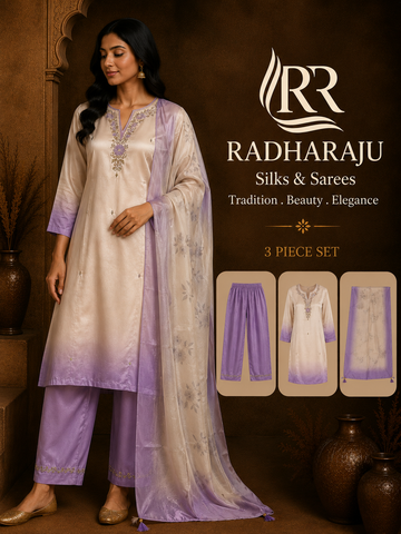Glassy silk 3 piece kurti set
