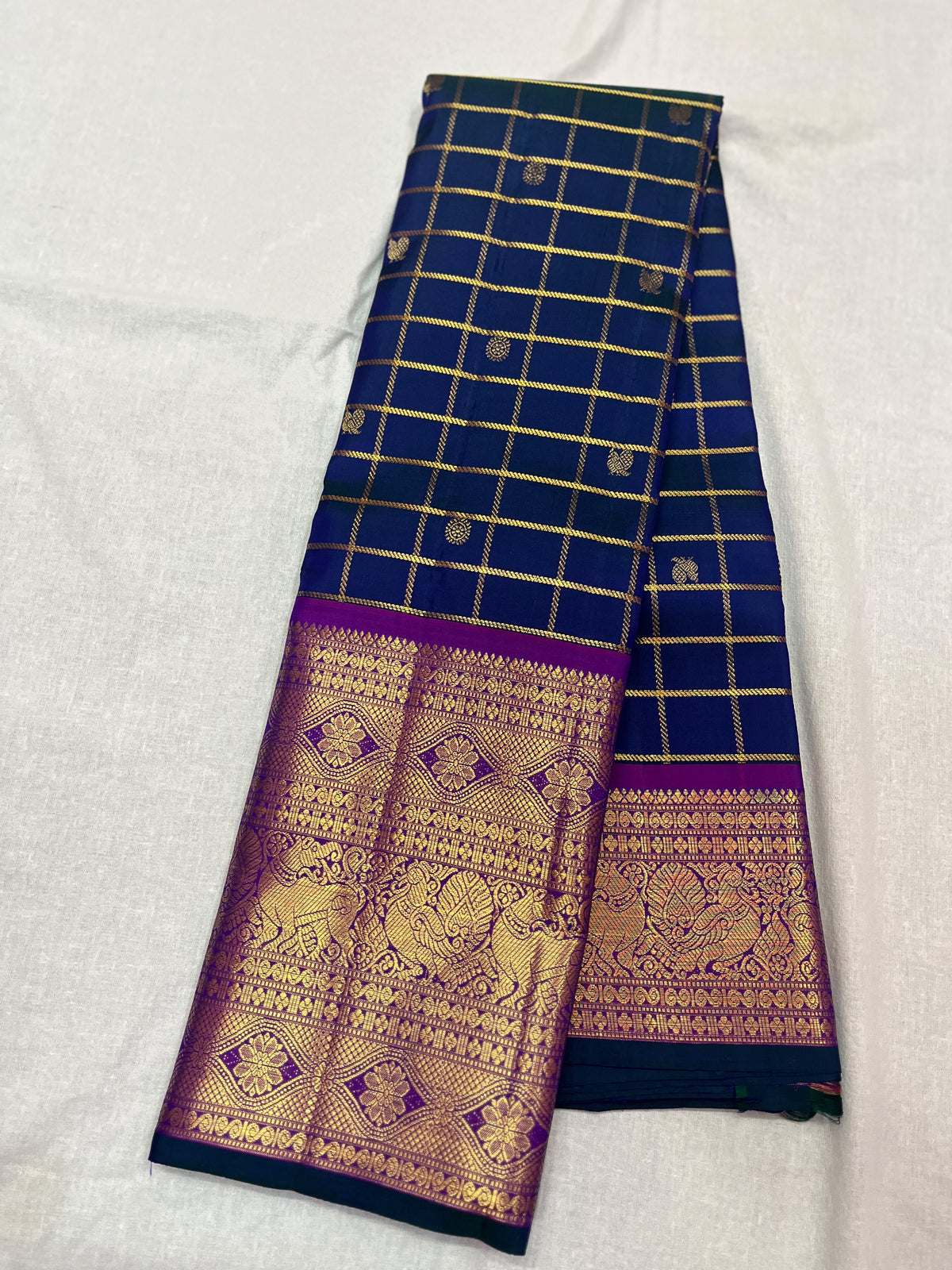 Pure Kanchipuram Handwoven 1 Gm Gold Zari Bridal Saree