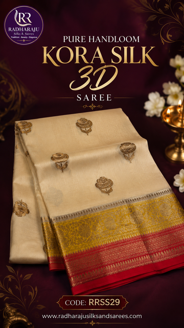 ✨ Pure Handloom Kora Silk 3D Saree ✨
A timeless blend of elegance, tradition & luxury 💚🌿