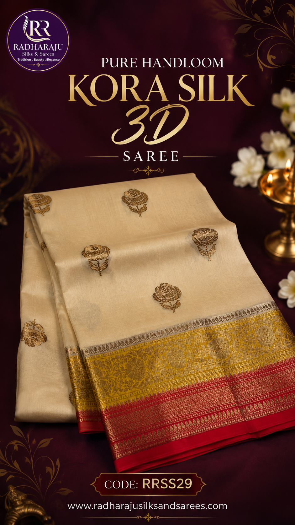 ✨ Pure Handloom Kora Silk 3D Saree ✨
A timeless blend of elegance, tradition & luxury 💚🌿