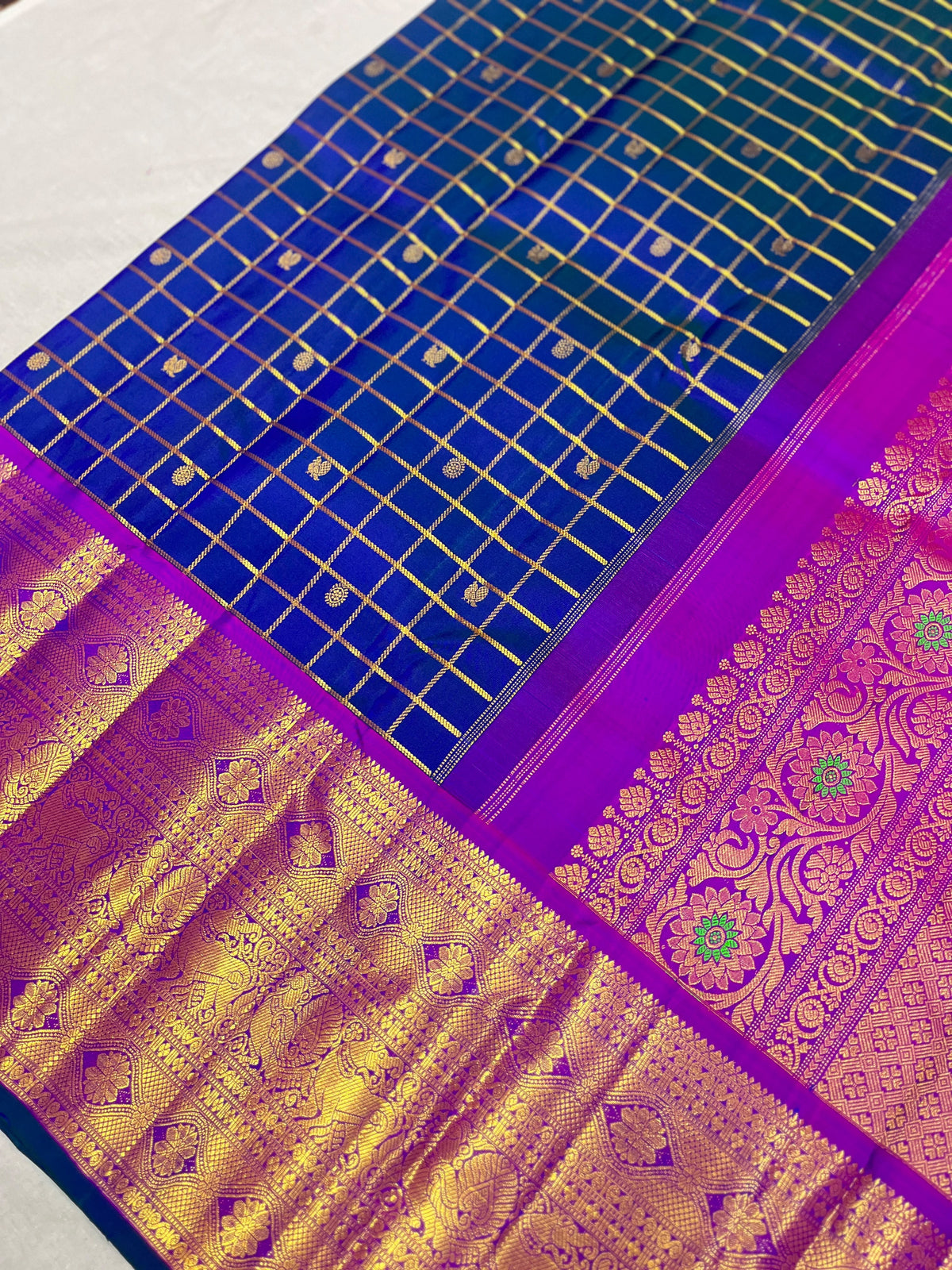 Pure Kanchipuram Handwoven 1 Gm Gold Zari Bridal Saree