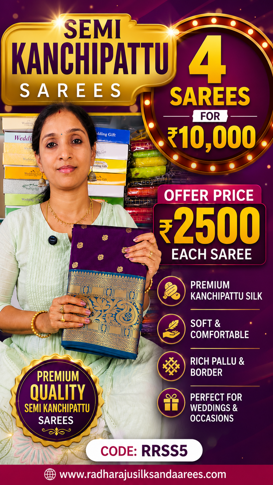 Semi Kanchipattu Saree