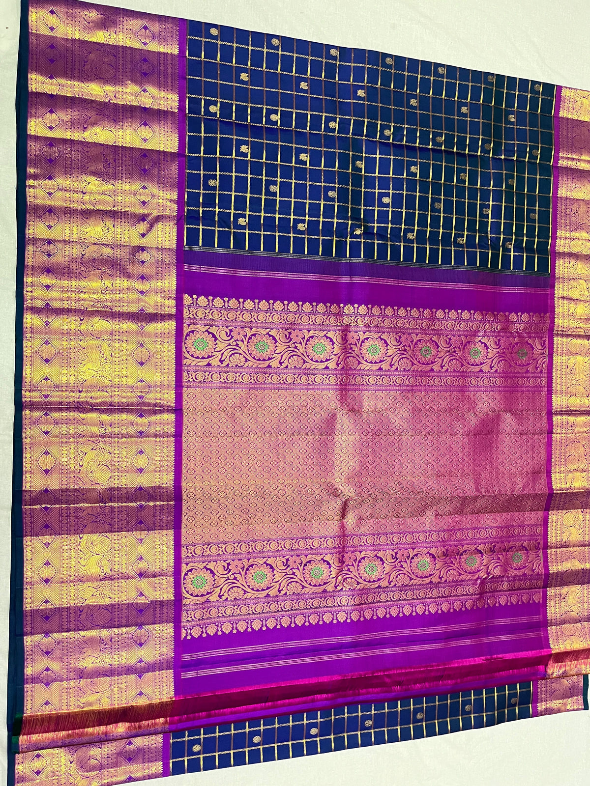 Pure Kanchipuram Handwoven 1 Gm Gold Zari Bridal Saree