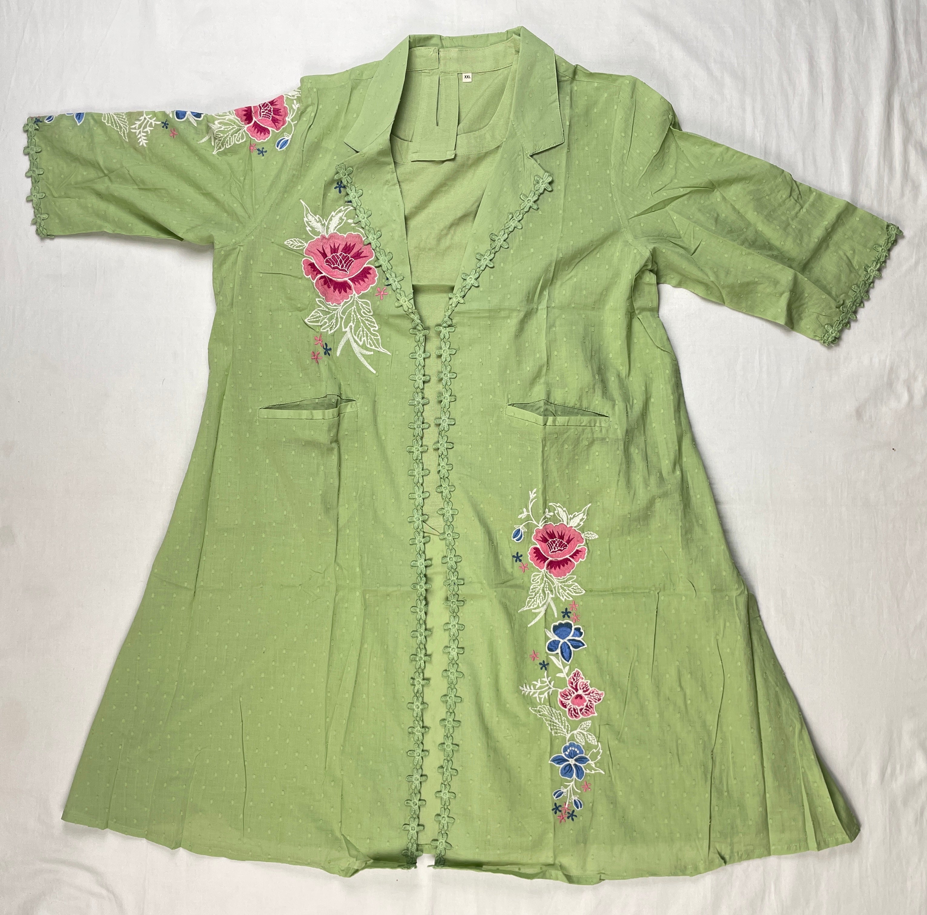 Pure Cotton 2 piece kurthi set with a coat