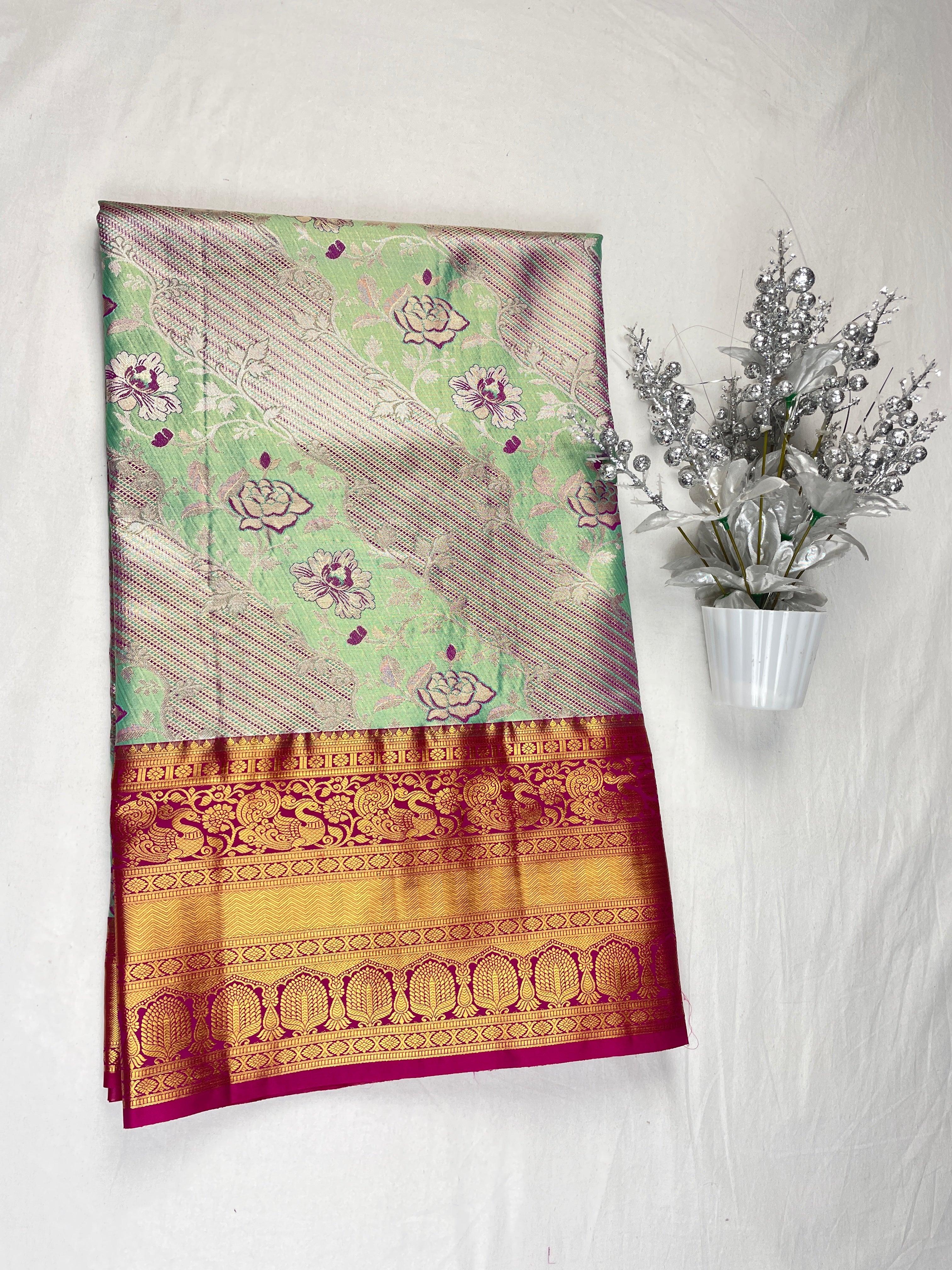 Semi pattu Tissue Bridal Sarees