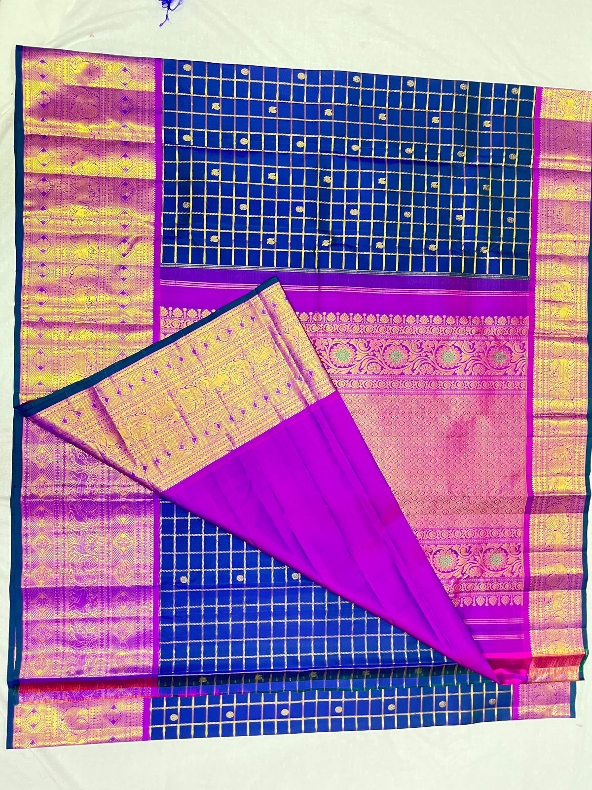Pure Kanchipuram Handwoven 1 Gm Gold Zari Bridal Saree
