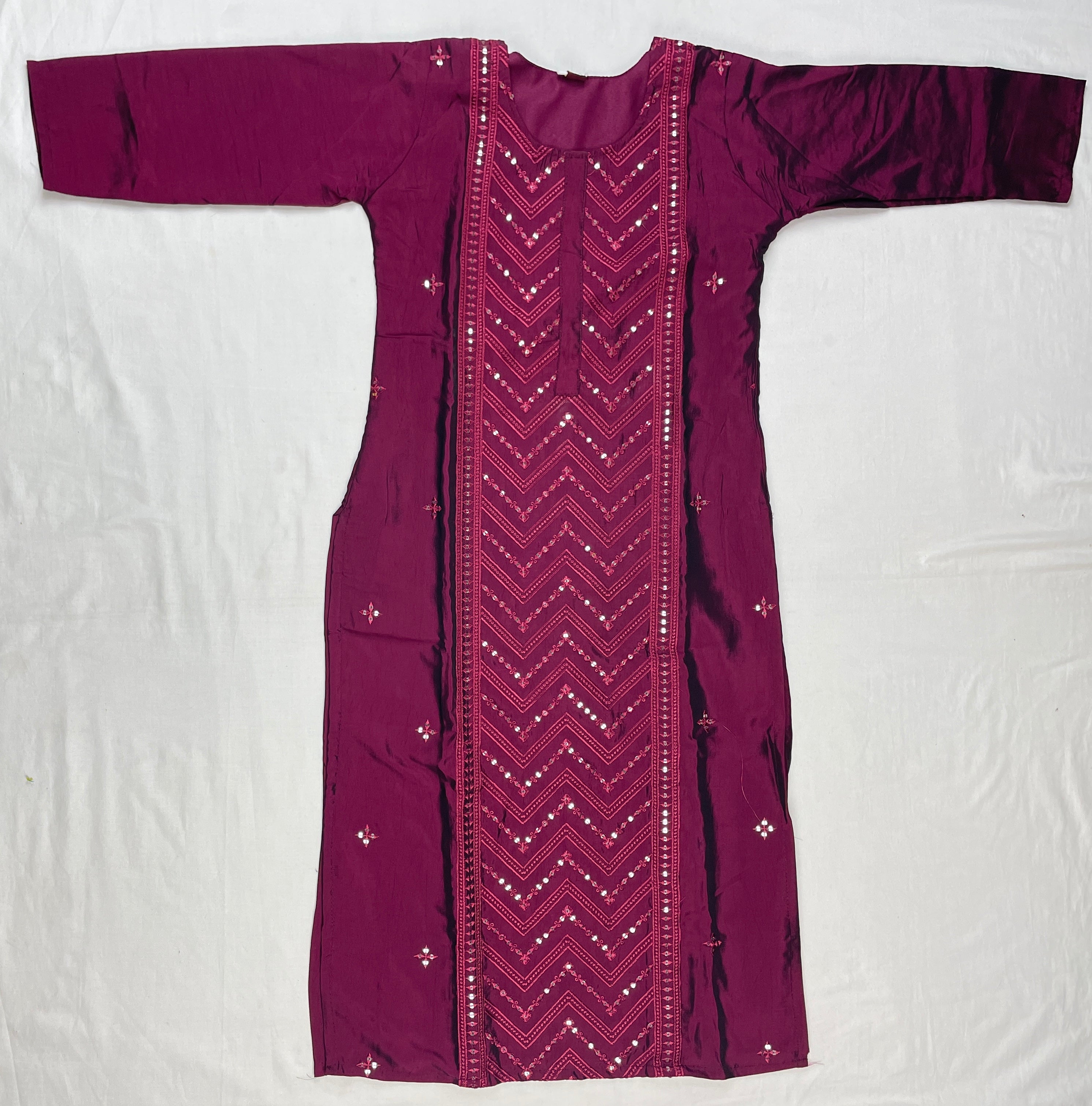3 piece maroon kurthi set straight cut