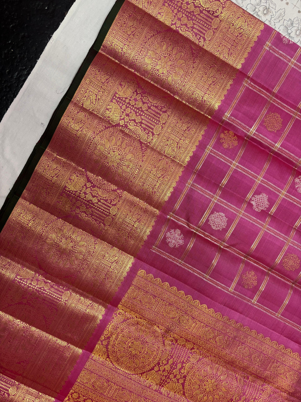 Pure Kanchipuram Handwoven 1 Gm Gold Zari Bridal Saree (Copy)