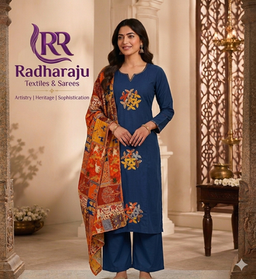 Pure Cotton Kardhana work 3 piece kurti set