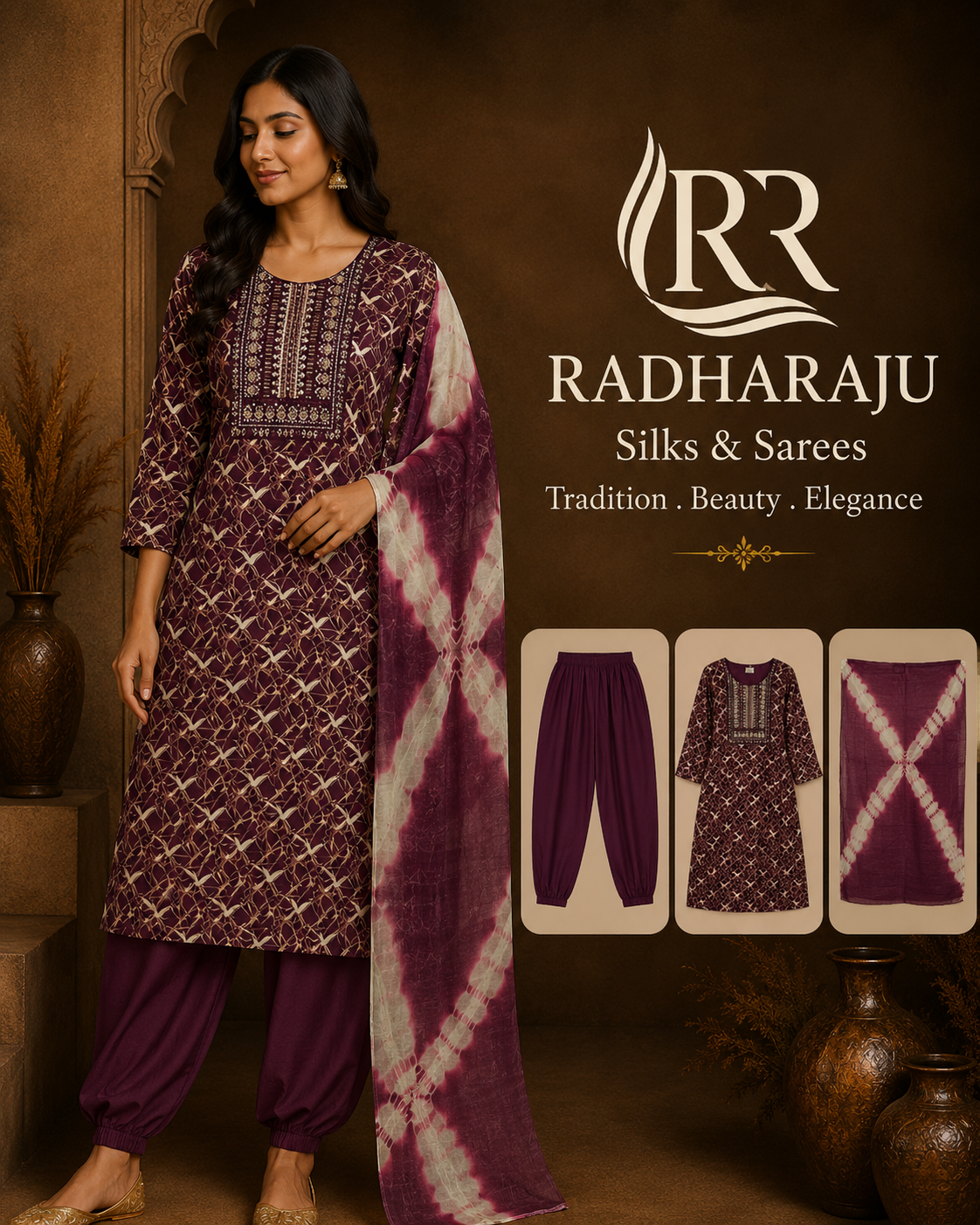 Pure Cotton 3 piece kurthi set