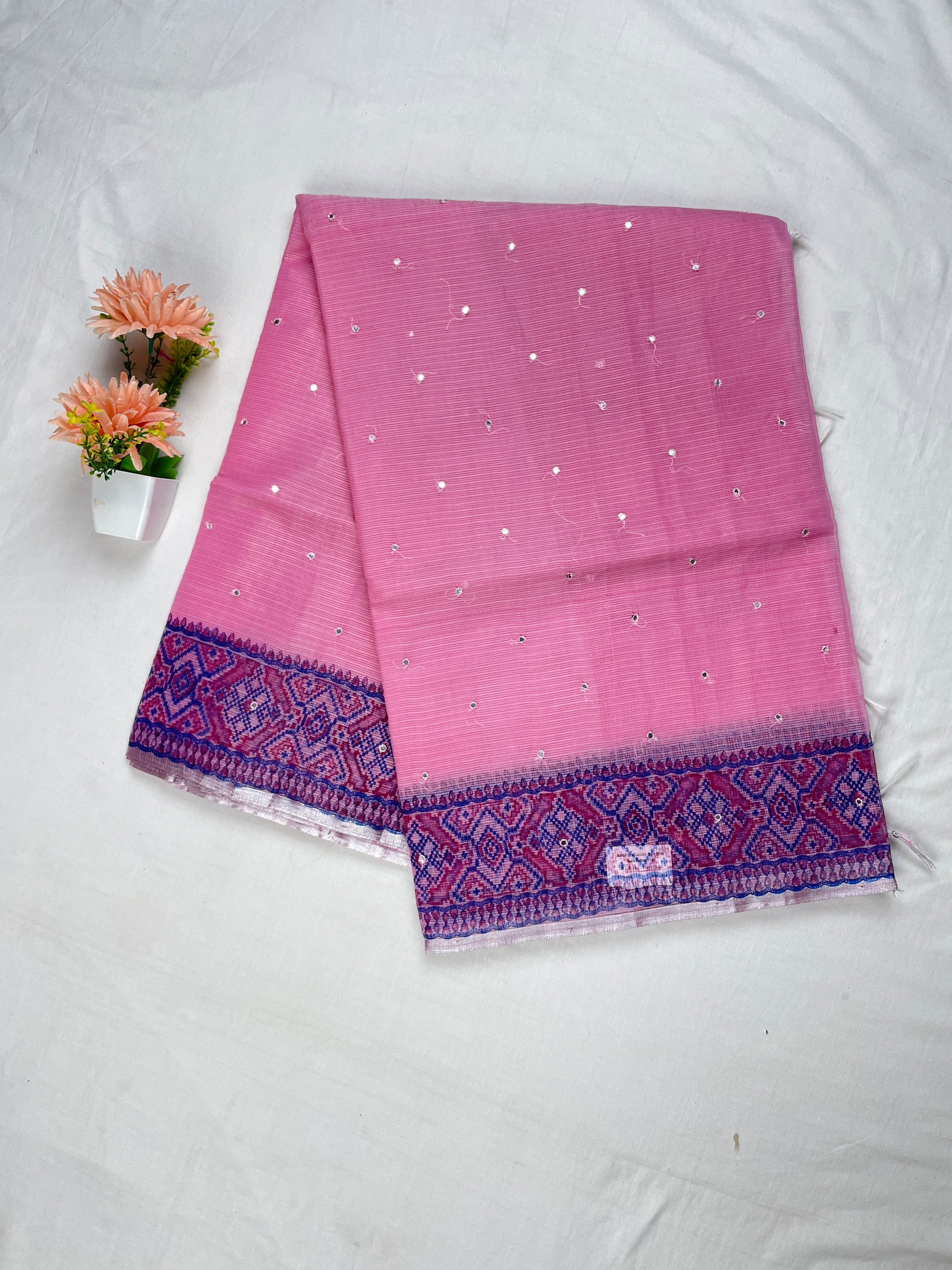 Kota Cotton Mirror work saree