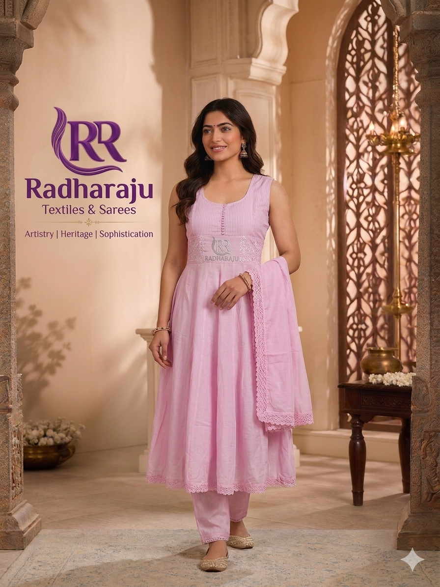 Mul Chanderi frock 3 piece set