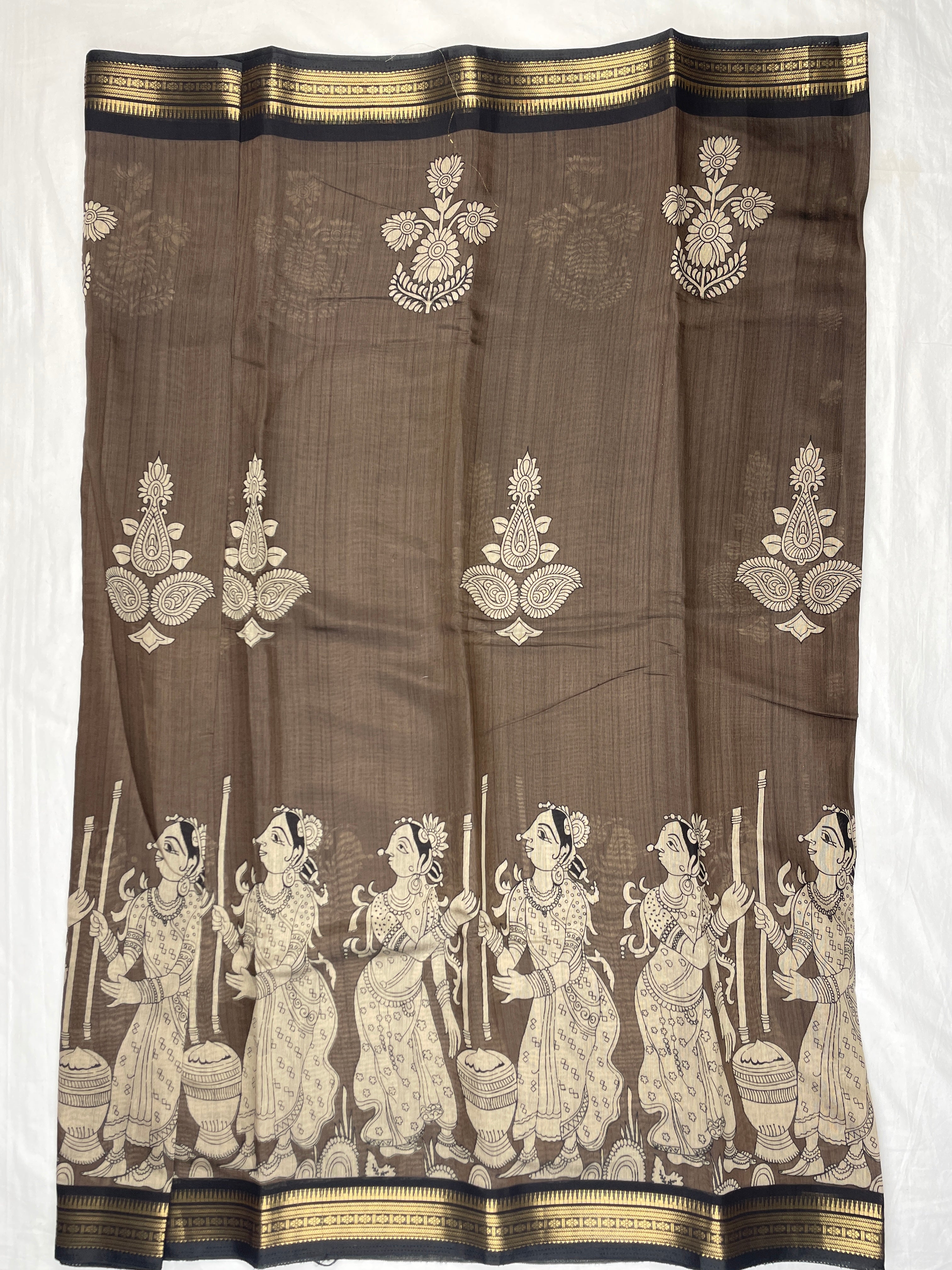 Maheshwari Silk Saree with a kalamkari Print