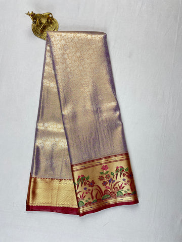 Kanchipattu Tissue Saree Paithani Border