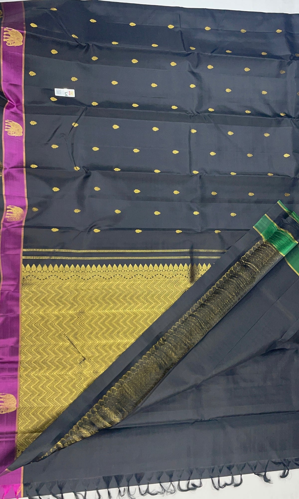 ✨100% Pure Kanchipuram Handwoven Premium quality 2 Gram Gold Pure Zari weaving Korvai Pattern Traditional silk sarees Silk mark certified✨