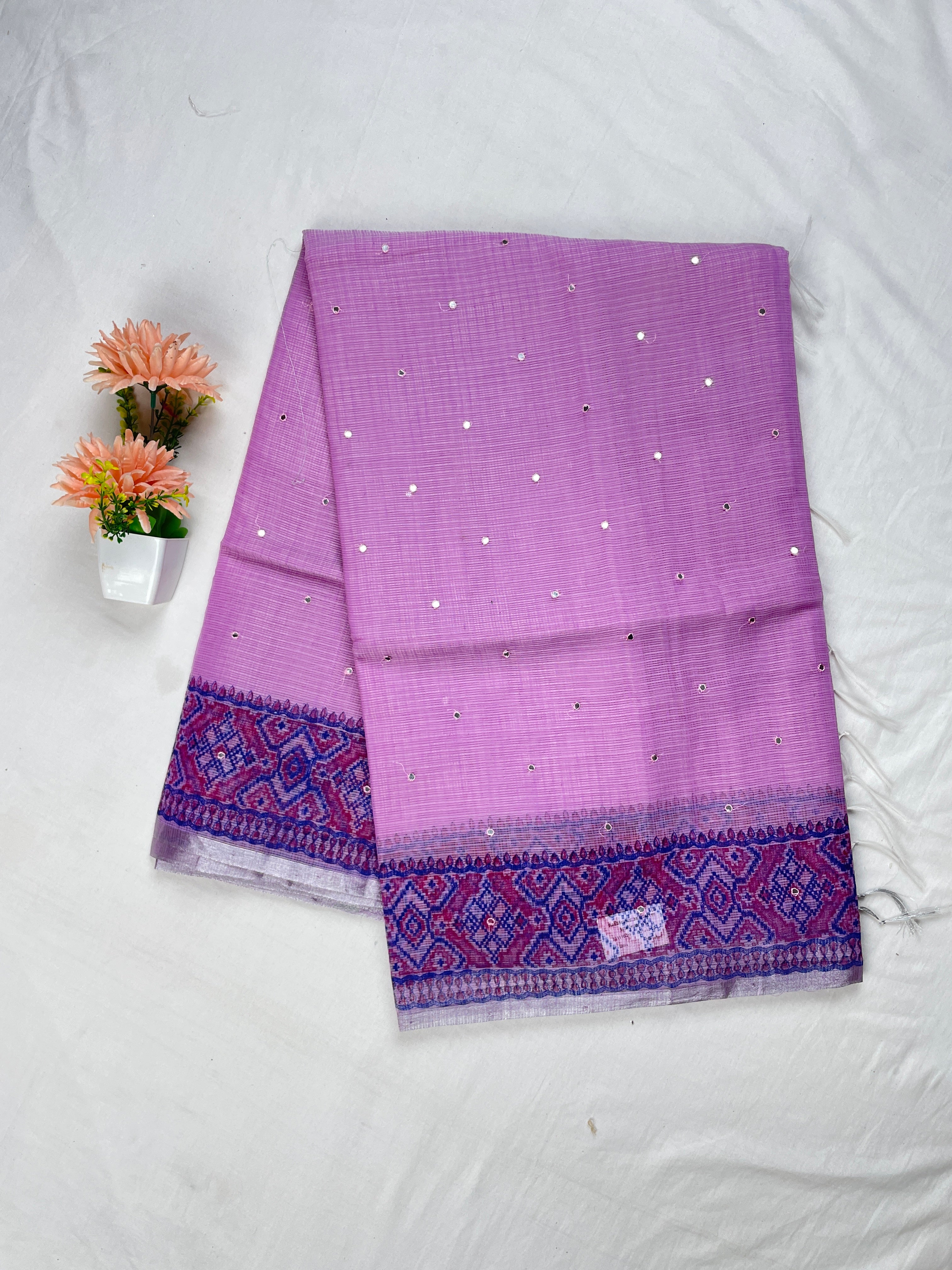 Kota Cotton Mirror work saree