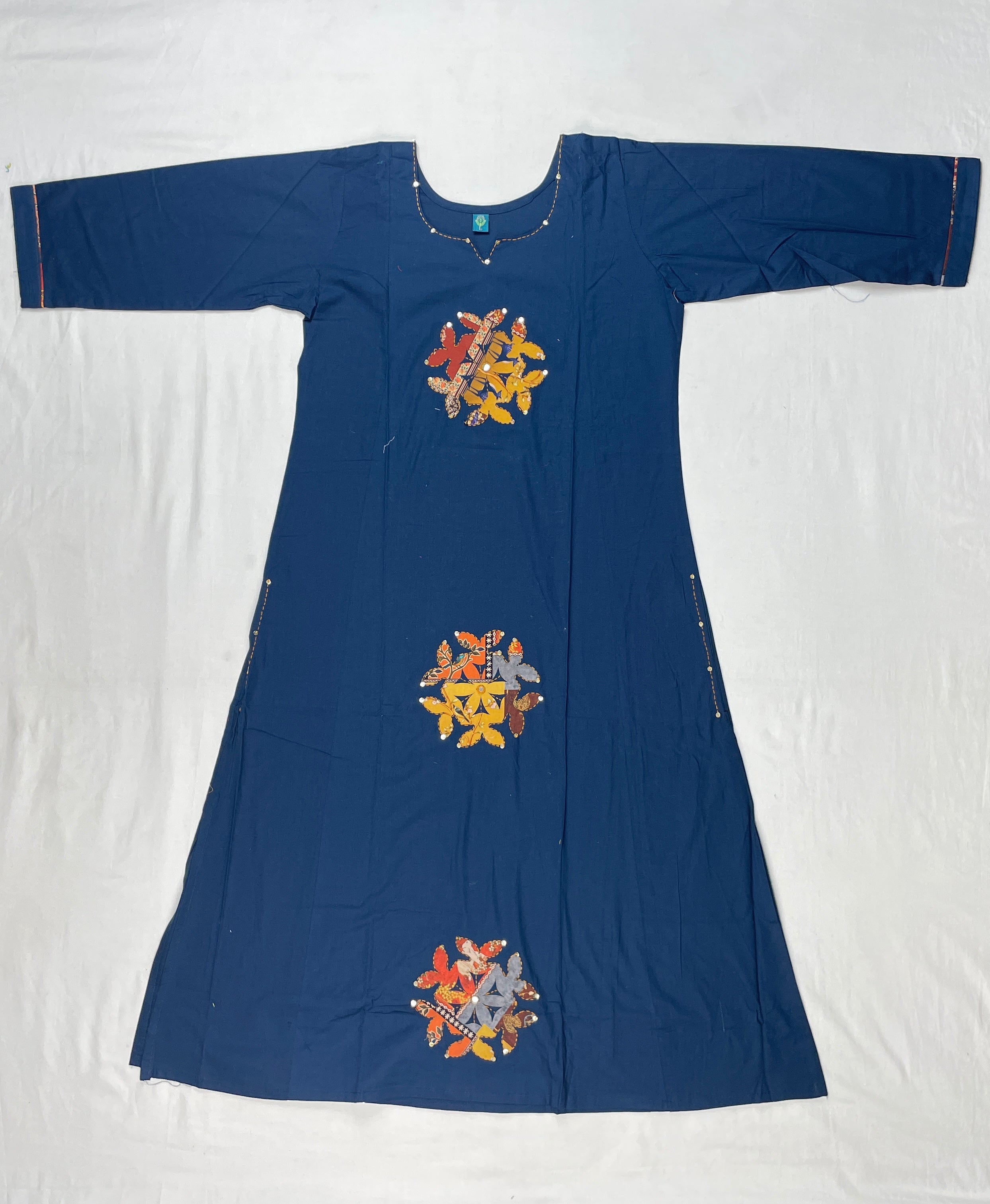 Pure Cotton Kardhana work 3 piece kurti set