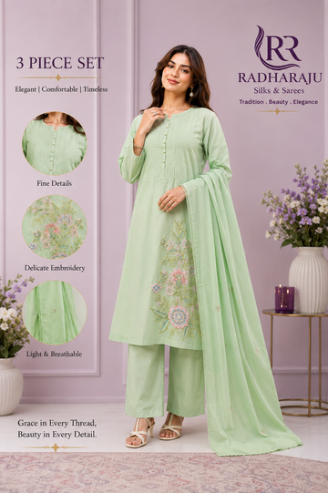 Pure Mul Cotton 3 piece Frock set