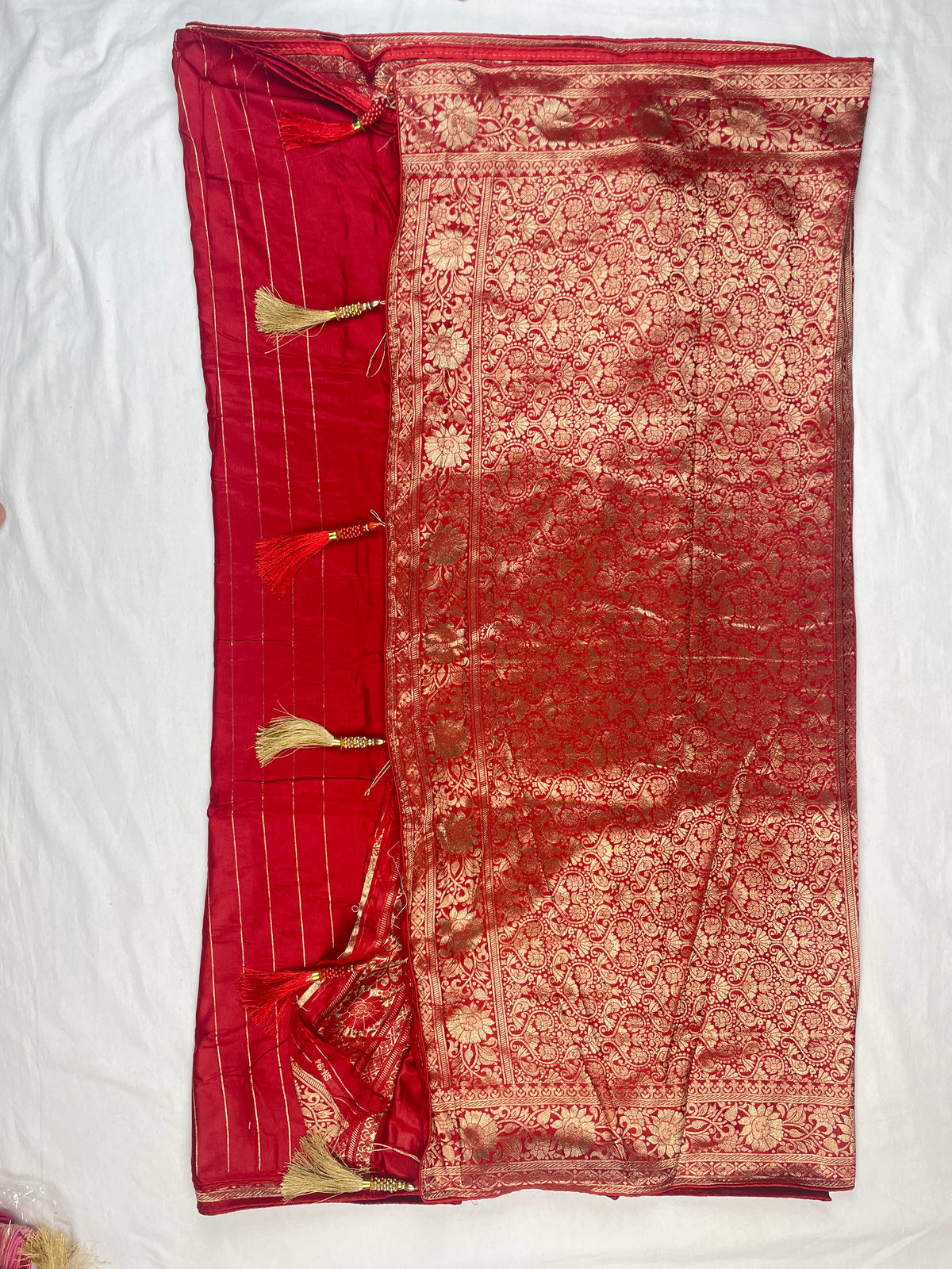 Pure soft Russian silk saree with peacock Zari buta