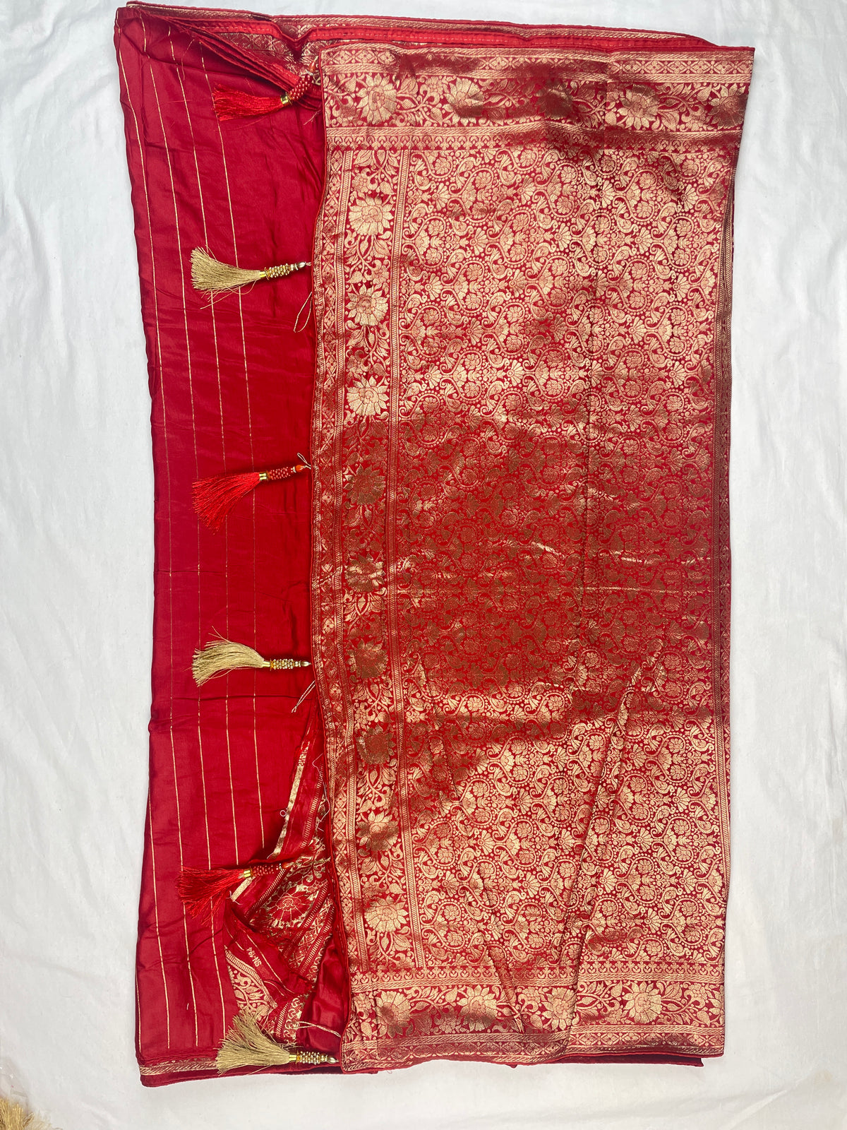 Pure soft Russian silk saree with peacock Zari buta