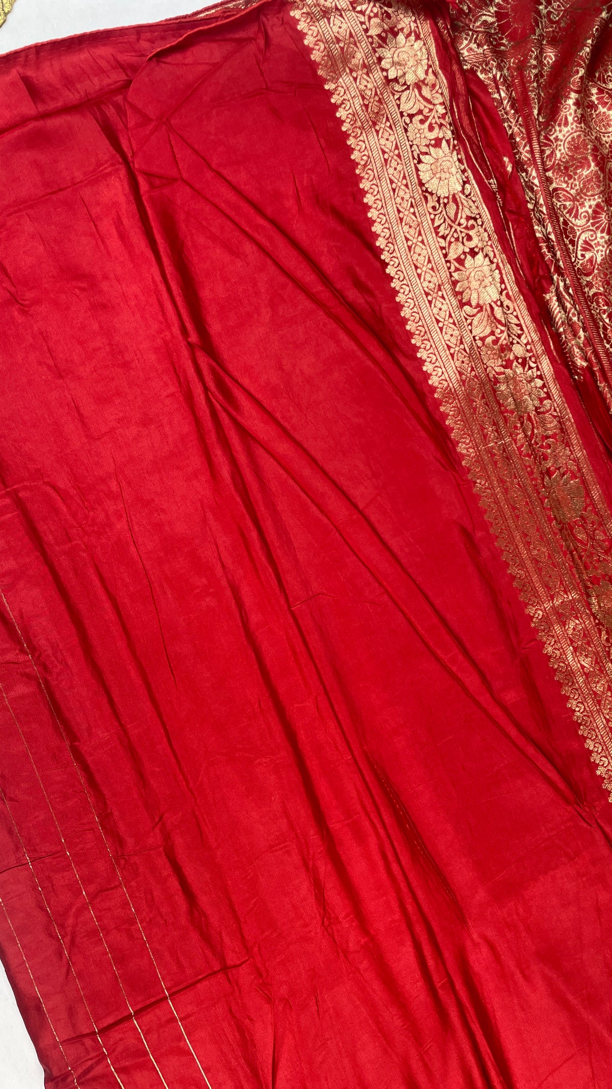 Pure soft Russian silk saree with peacock Zari buta