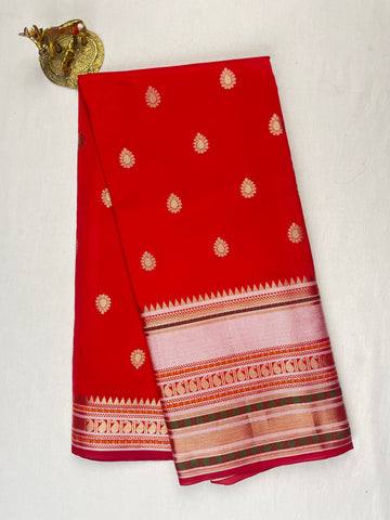 Long Border banarasi Semi Katan silk saree