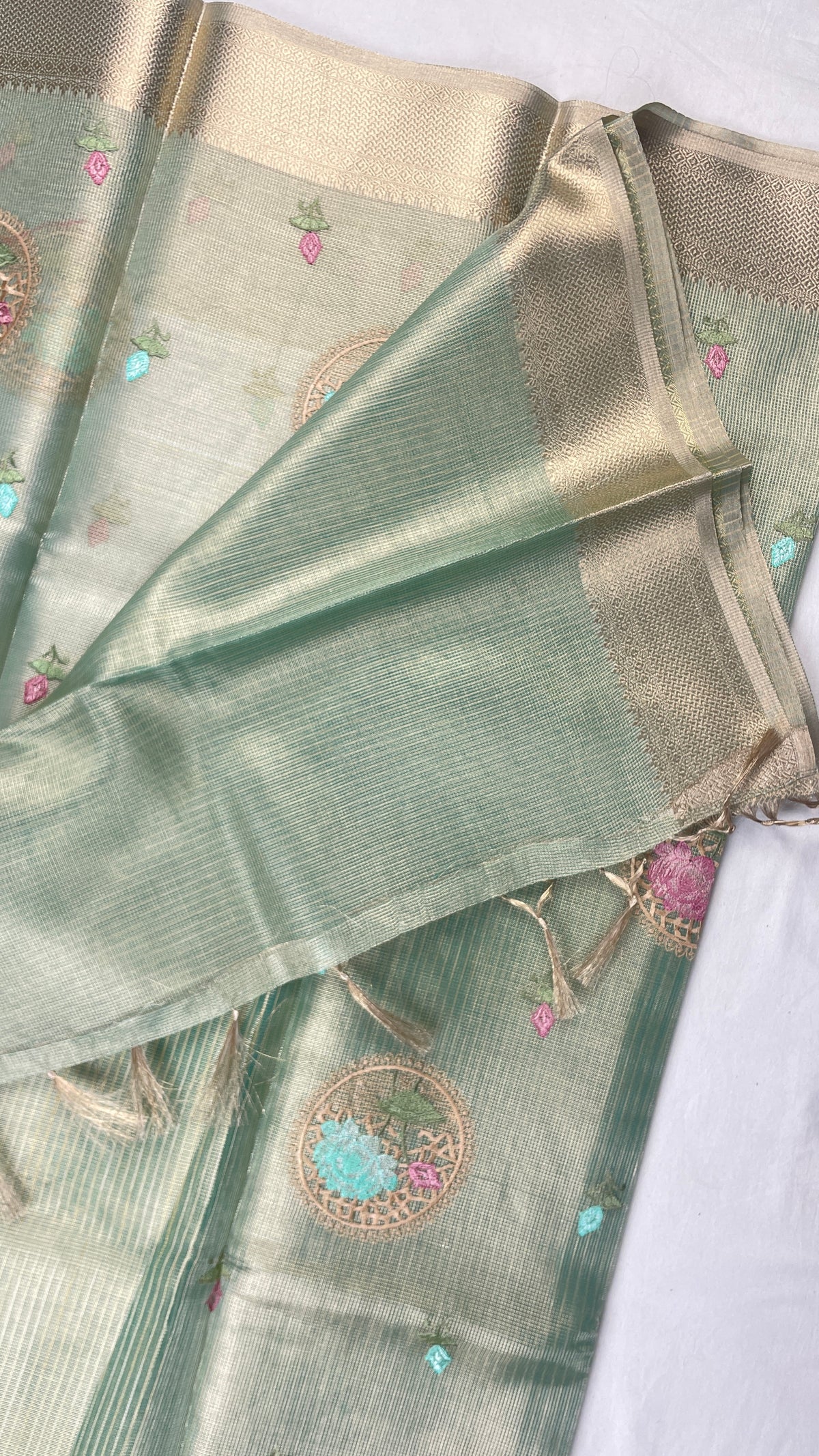 Banarasi Fancy Tissue Embroidery work saree