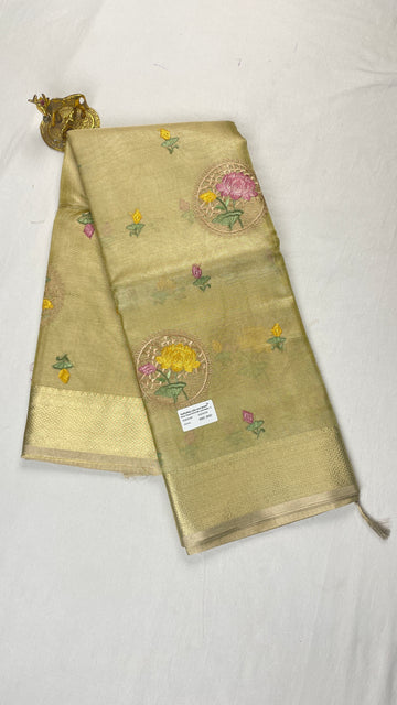 Banarasi Fancy Tissue Embroidery work saree