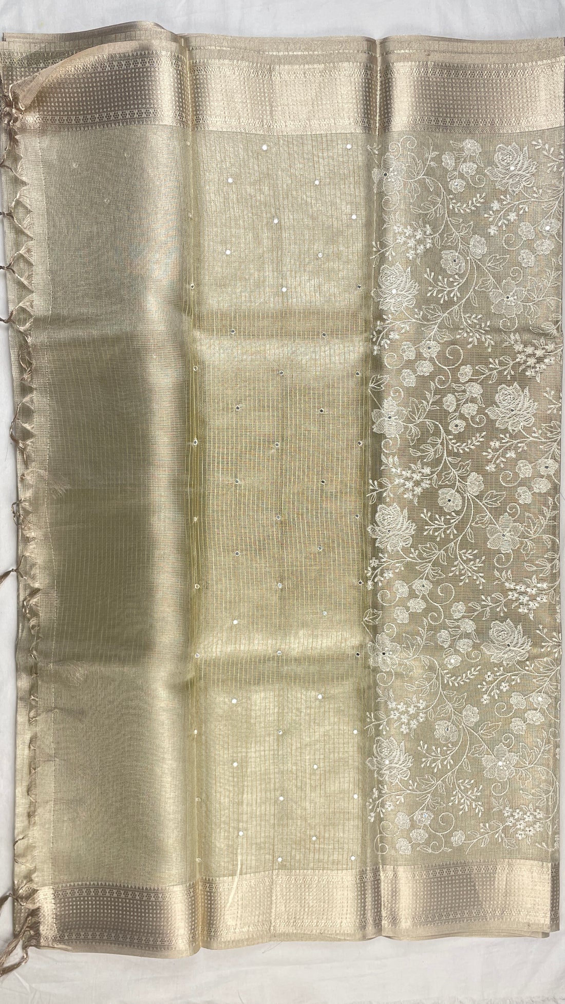 Fancy Tissue Embroidery work saree
