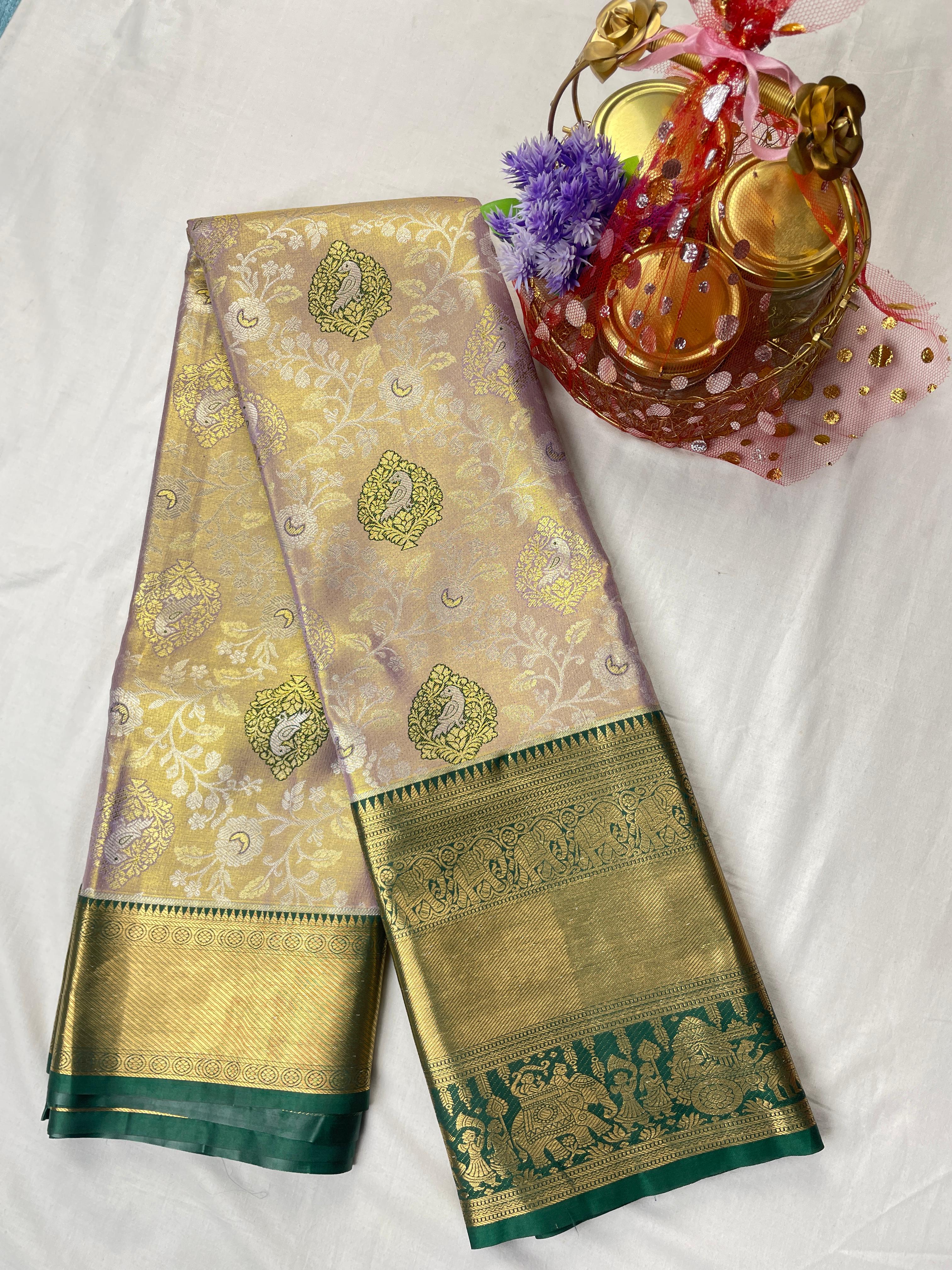 Mini Kanchipattu Bridal Tissue Saree
