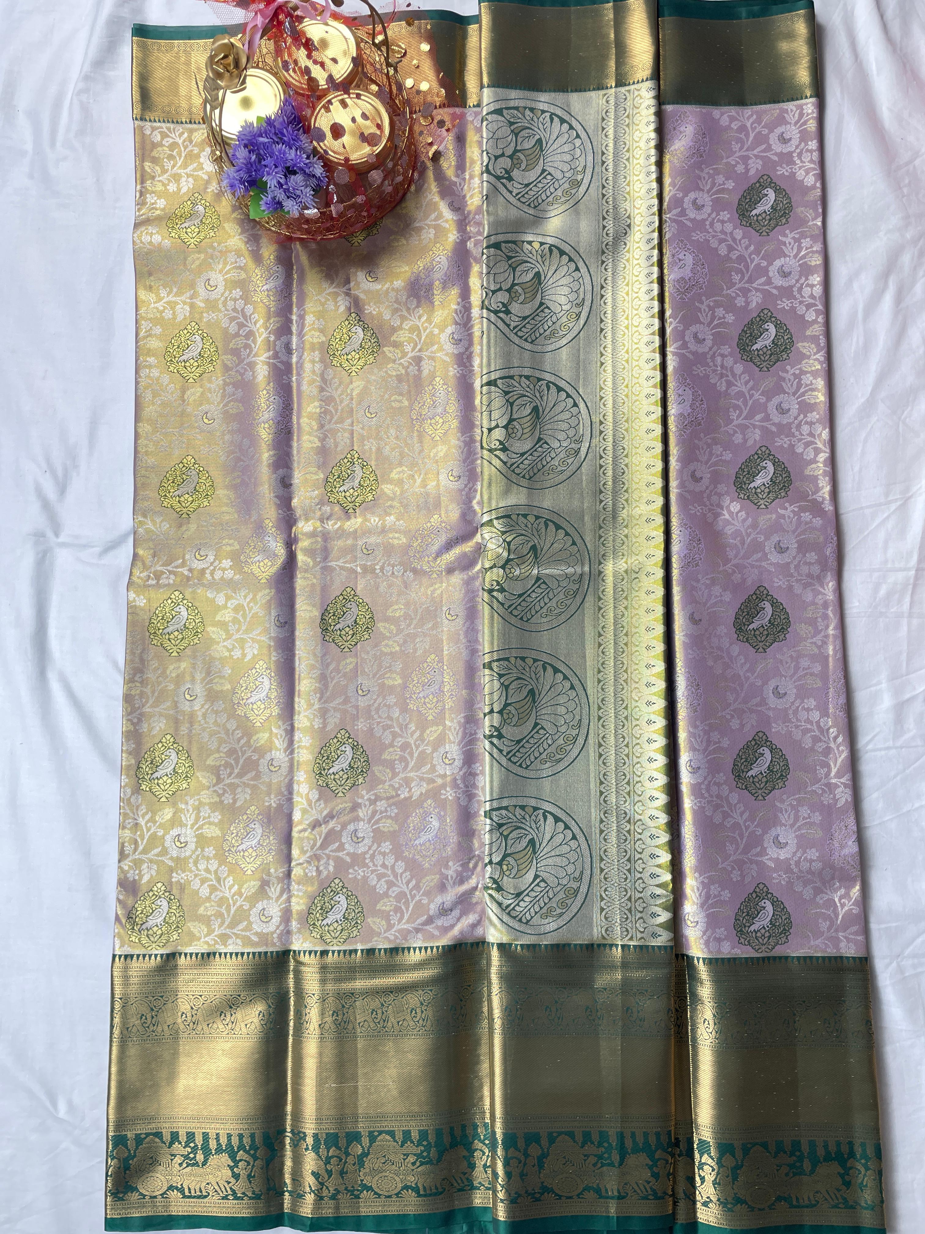 Mini Kanchipattu Bridal Tissue Saree