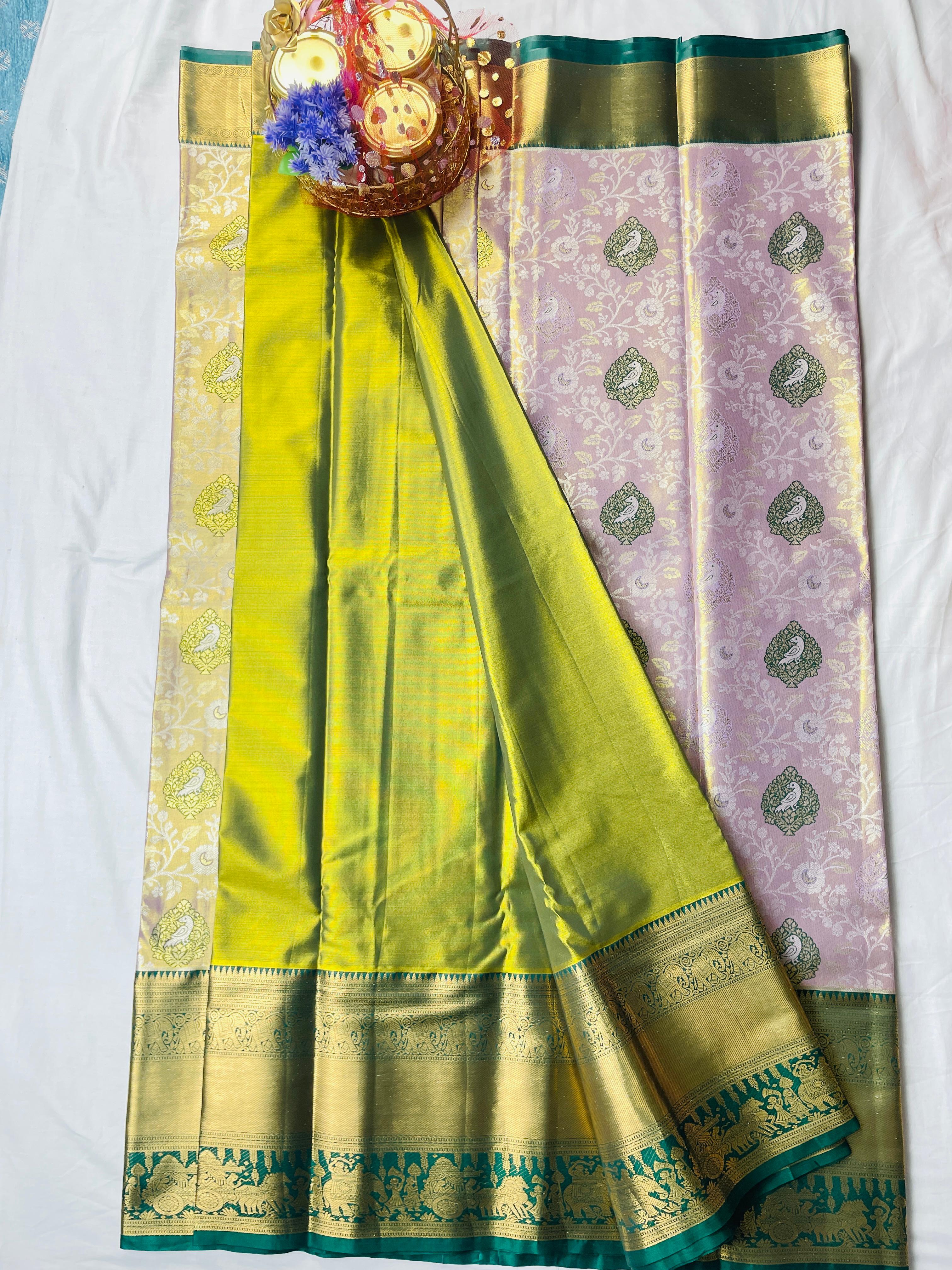 Mini Kanchipattu Bridal Tissue Saree