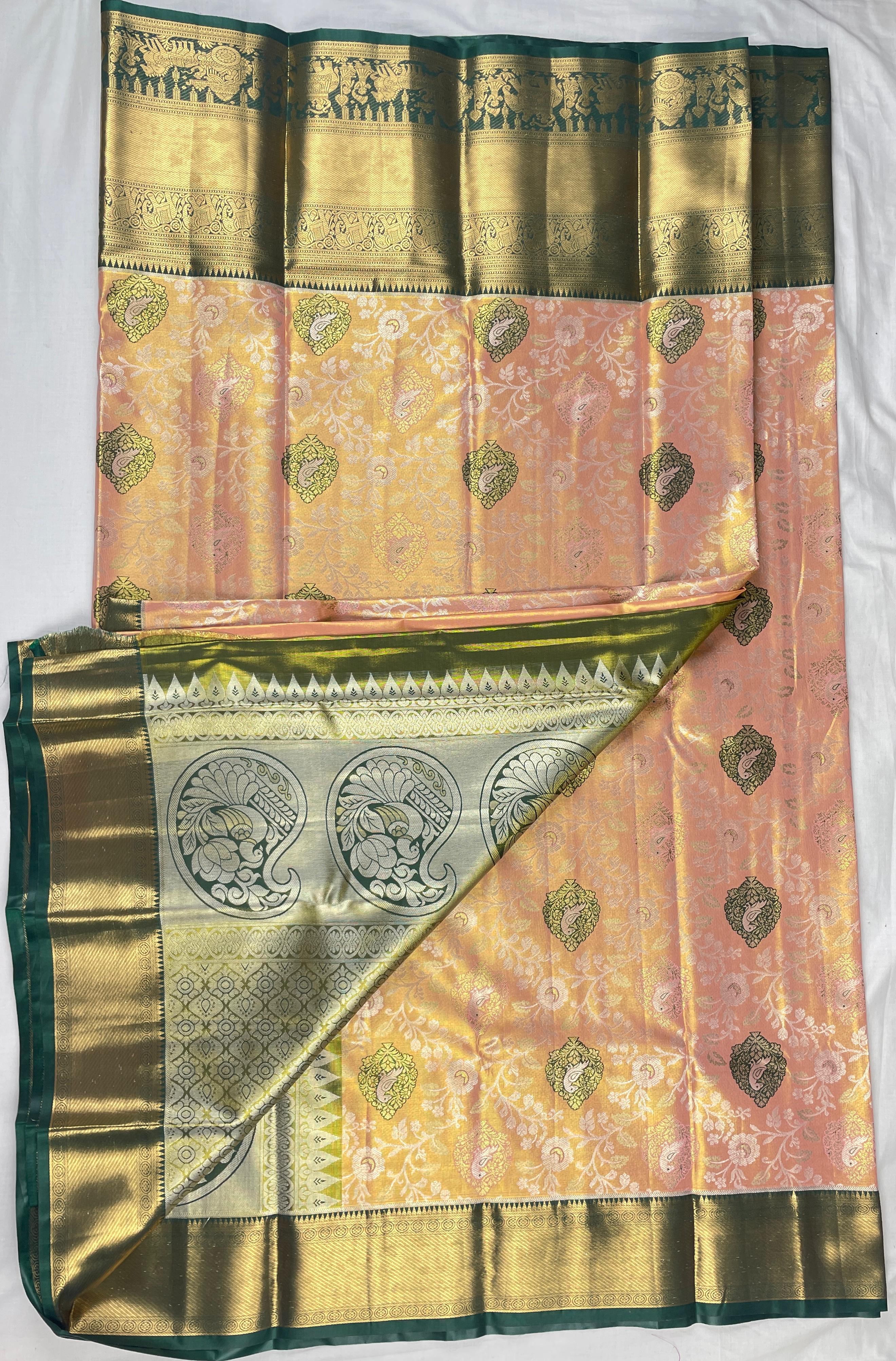 Mini Kanchi  Pattu Bridal  Tissue Sarees