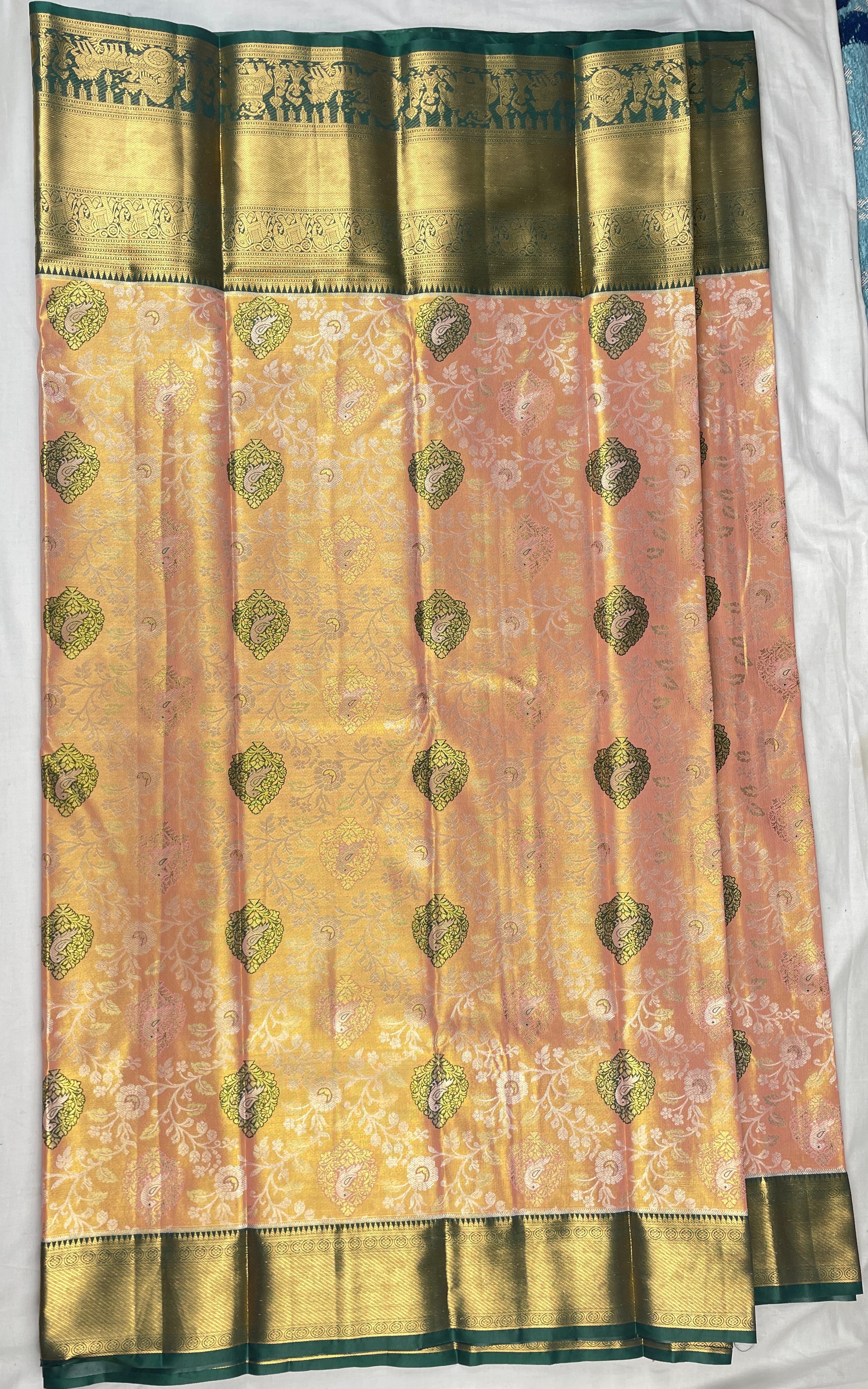 Mini Kanchi  Pattu Bridal  Tissue Sarees
