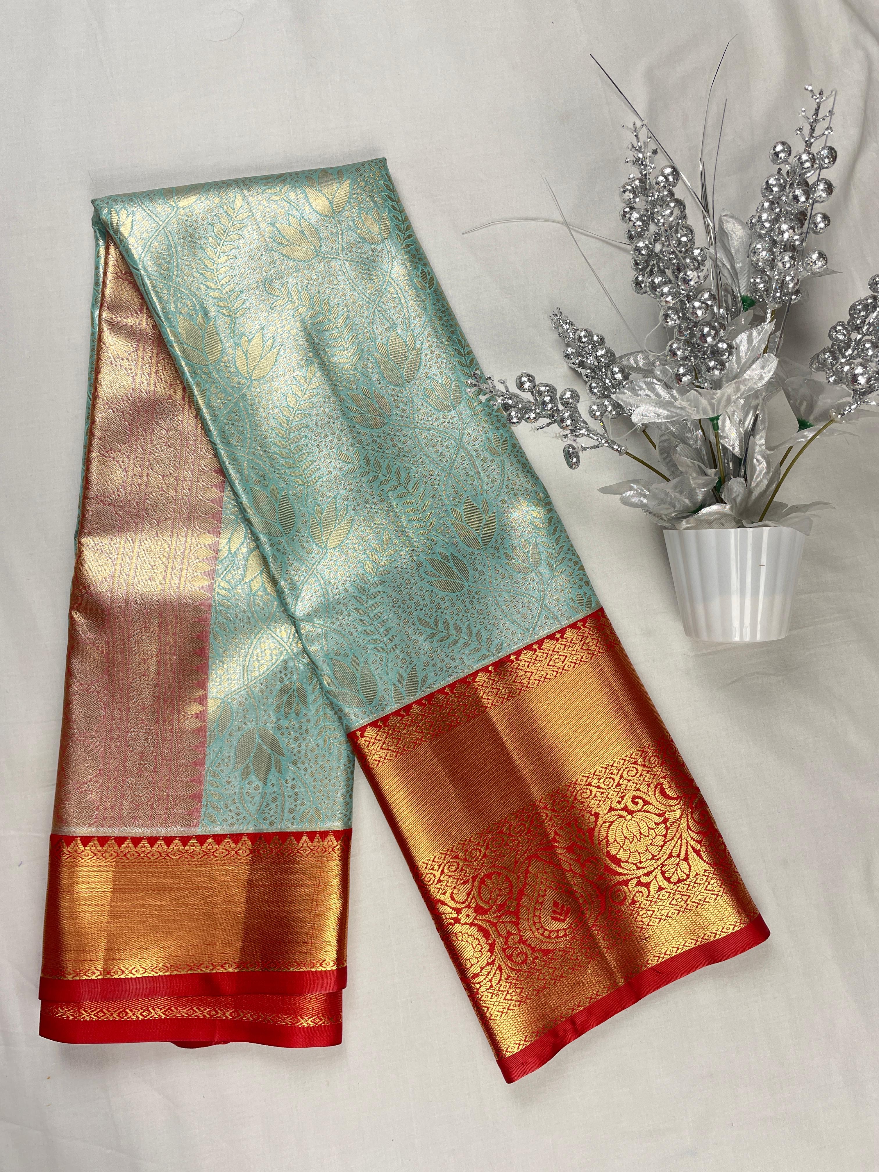 Mini Kanchi  Pattu Bridal  Tissue Sarees