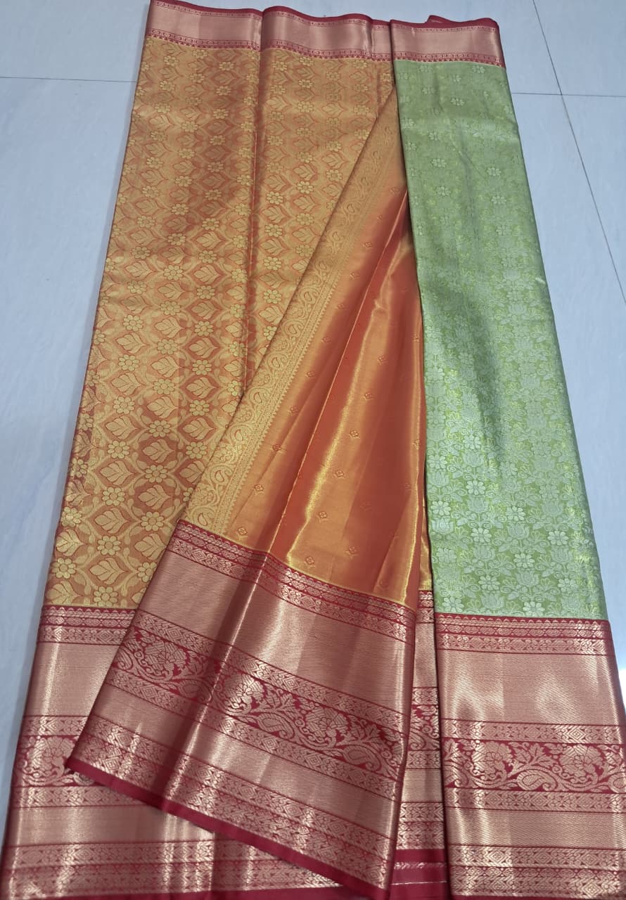 Mini Kanchi  Pattu Bridal  Tissue Sarees