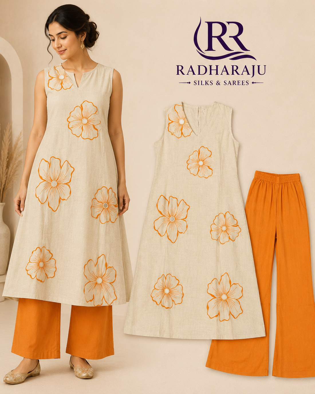 Pure cotton 3 piece Kurti set