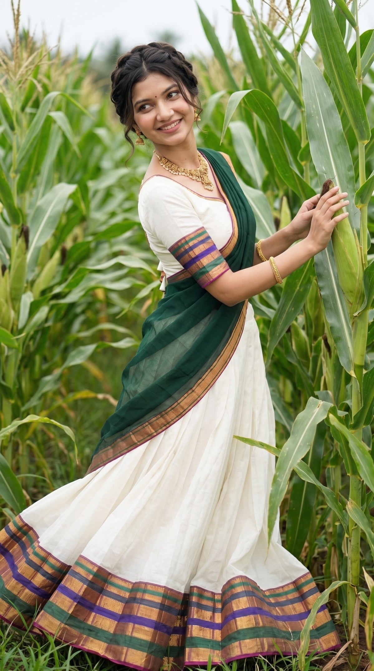 South Indian Style Kanchi Cotton Half Sarees