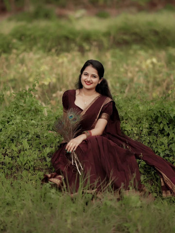 South Indian Style Kanchi Cotton Half Sarees