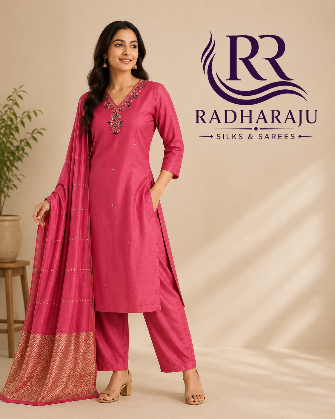 Crape 3 piece Kurti set