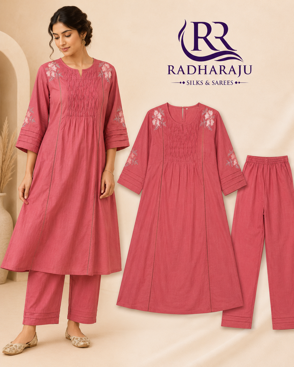 Pure cotton 2 piece kurti set